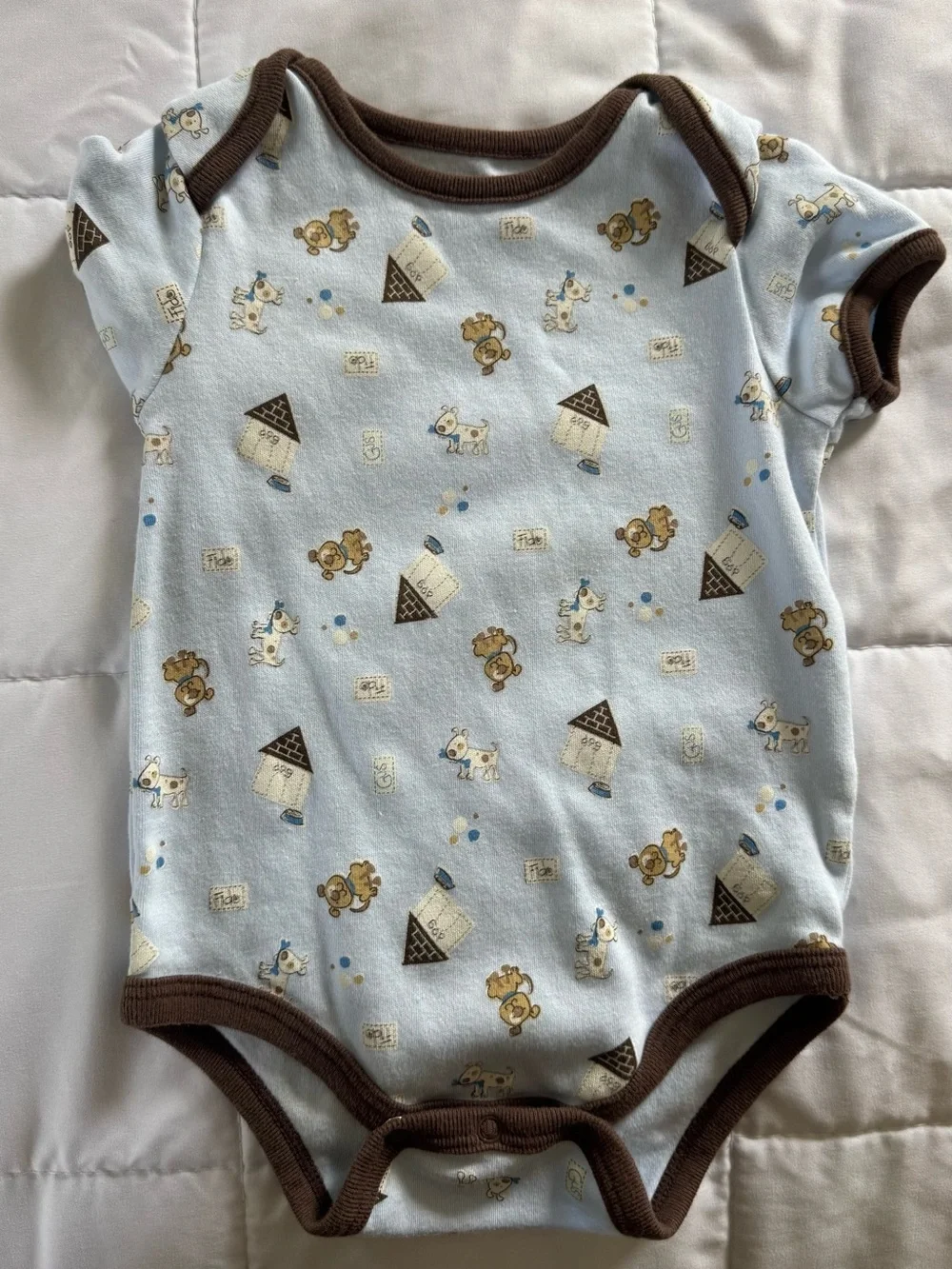 Neutral Paw & Stripe Baby Onesie Bundle - Blue, Tan, Brown